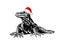 Vector Christmas varan in red hat isolated on white background,lizard,illustration