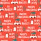 Vector Christmas words seamless pattern on red background.