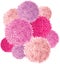 Vector Chunky Bunch of Pink Baby Girl Birthday Party Pom Poms Element. Great for handmade cards, invitations, wallpaper