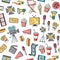 Vector cinema doodle icons background or pattern illustration