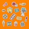 Vector cinema doodle icons stickers set illustration