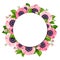 Vector circle background with pink anemone flowers.