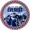 Vector circle Everest mountain logo. Emblem with highest peack in world. Mountaineering illustration.