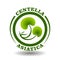 Vector circle logo Centella Asiatica with green leaves symbol in round pictogram for aurveda herbal medicine with Gotu Cola