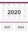 Vector circle russian calendars 2020, 2021, 2022