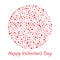 Vector Circle Sphere red Hearts for Valentines Day card Background.