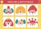 Vector circus mix and match puzzle with clown faces. Matching amusement show activity for preschool kids. Educational printable