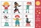 Vector circus mix and match puzzle with clown, magician, poodle, gymnast, seal. Matching amusement show activity for preschool