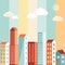 Vector city illustration in flat simple style