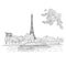 Vector city sketching on white background. Paris, France,