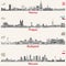 Vector city skylines of Vienna, Prague, Budapest