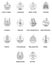 Vector.Cityscape black white icon with Paris, Berlin, New York, Dublin, San Francisco, Amsterdam, Tokyo, Stockholm, Wellington, Ba