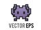 Vector classic game purple alien monster 8-bit graphic icon