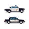 Vector Classic Police Car. Side view. Modern flat style
