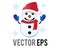 Vector classic snowman made from two large snowballs icon with christmas hat, scraf