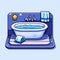 Vector of a clean and stylish bathroom with a well-stocked bathtub and essential toiletries