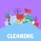 Vector cleaning flat icons with bubbles