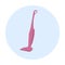 Vector cleaning icon. Vacuum cleaner, Illustration of cleaning item in pink on a blue circle background