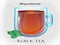 Vector clear glass cup of black tea