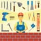Vector clip art. Infographics education. Profession of the builder