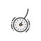 Vector clock for hypnosis, pendulum flat color line icon.