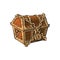 Vector closed locked chained wooden treasure chest