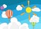 Vector cloud and balloons on blue background