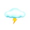 Vector cloud with lightning bolt isolated on white background. Rainy spring weather icon. Storm vector icon design