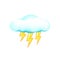 Vector cloud with lightning bolt isolated on white background. Rainy spring weather icon. Storm vector icon design