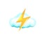 Vector cloud with lightning bolt isolated on white background. Rainy spring weather icon. Storm vector icon design
