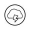 Vector of Cloud and thunder icon in Circle line - vector iconic