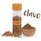 Vector clove illustration isolated in cartoon style. Spanish name
