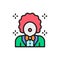 Vector clown, animator in circus flat color line icon.