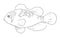 Vector of clownfish Platinum Maroon Fish hand-drawn black outline isolated on white background for colorings. the series of