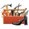 Vector Cobbler Toolbox with Female Black Shoe