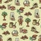 Vector cocoa products plantation handdrawn sketch icons chocolate cacao production sweet seamless pattern background