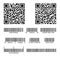 Vector code bar for design product. Scan barcode for packaging element. Set of supermarket qrcodes. Example codes striped label