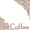 Vector coffee beans placed in the shape of word Coffee on a white surface.