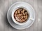 Vector Coffee cup with time lettering about It Is Time to start again on realistic wooden background. Cappuccino from