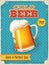Vector Cold Beer poster with high detailed beer mug illustration
