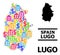 Vector Collage Map of Lugo Province of Finance and Business Items