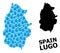 Vector Collage Map of Lugo Province of Water Dews and Solid Map