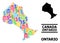 Vector Collage Map of Ontario Province of Financial and Business Parts