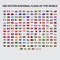 Vector collection of 108 national circular flags with detailed emblems of the world