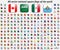 Vector collection of 208 national circular flags of the world