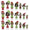 Vector Collection of African American Christmas or Holiday Style Stick Figures