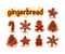 Vector collection of christmas chocolate hand drawn ginger beard on white background.