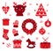 Vector collection of christmas retro elements