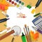Vector Collection of colorful School Supplies in