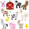 Vector Collection of Cute Cartoon Farm Animals